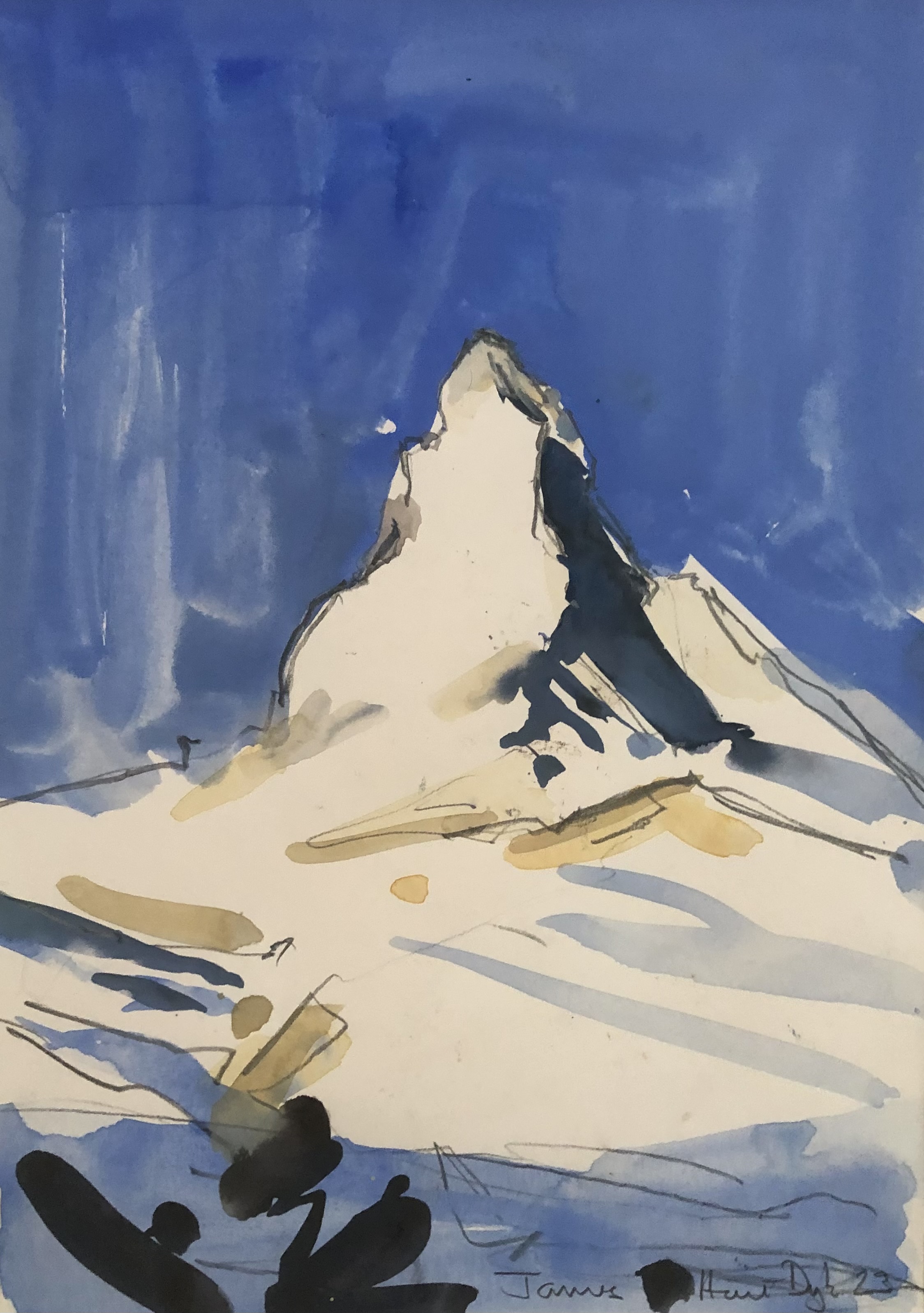 Matterhorn, white on blue, 2025